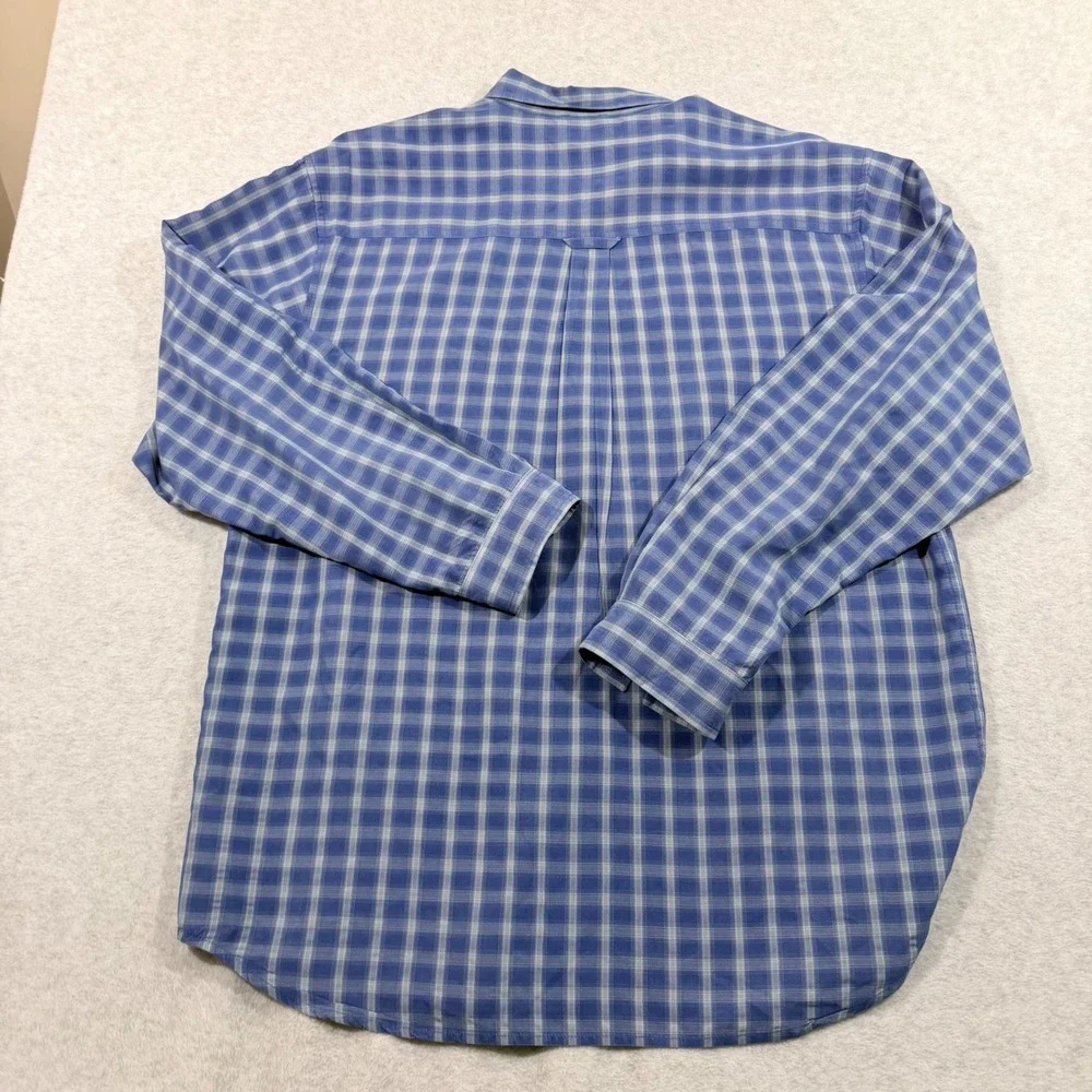 The North Face‎ Button Down Mens L Blue Plaid Long Sleeve AB5E Hiking Shirt